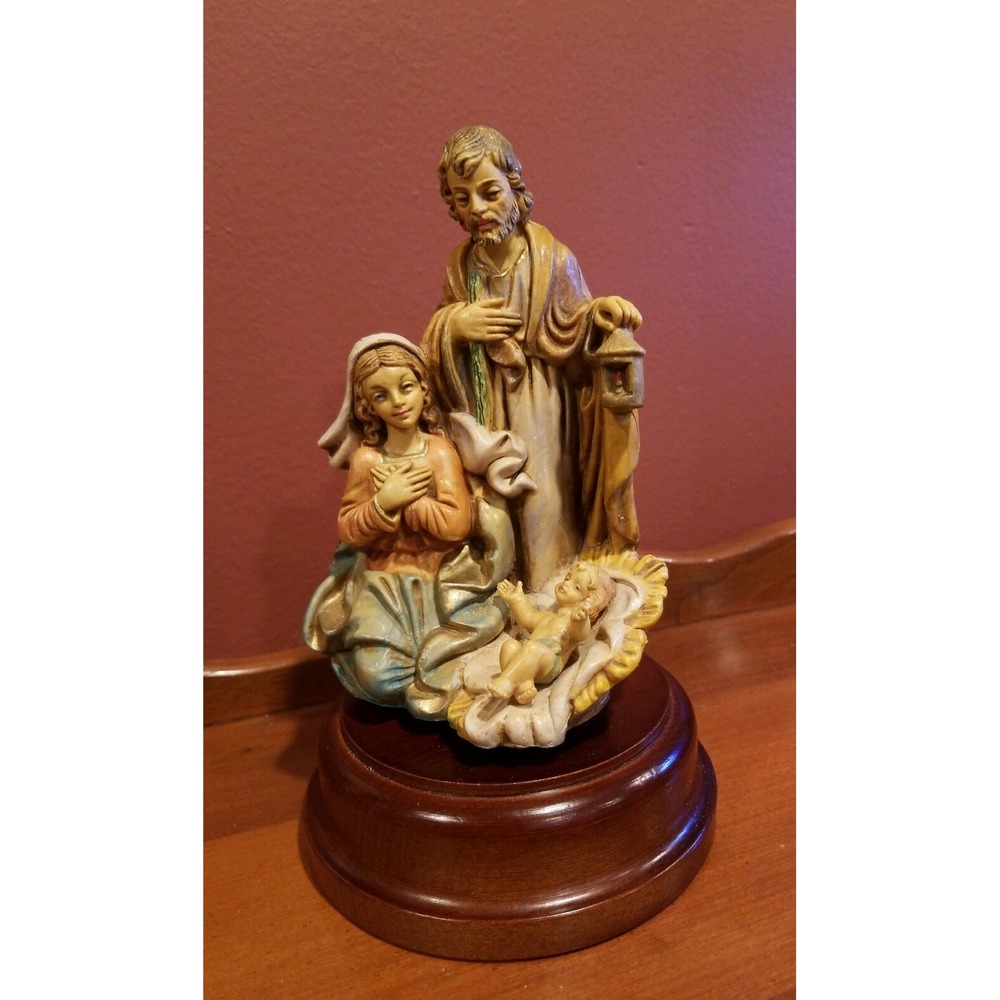 Italian Depose Mary, Joseph & Jesus SILENT NIGHT Music Box Made in Italy
